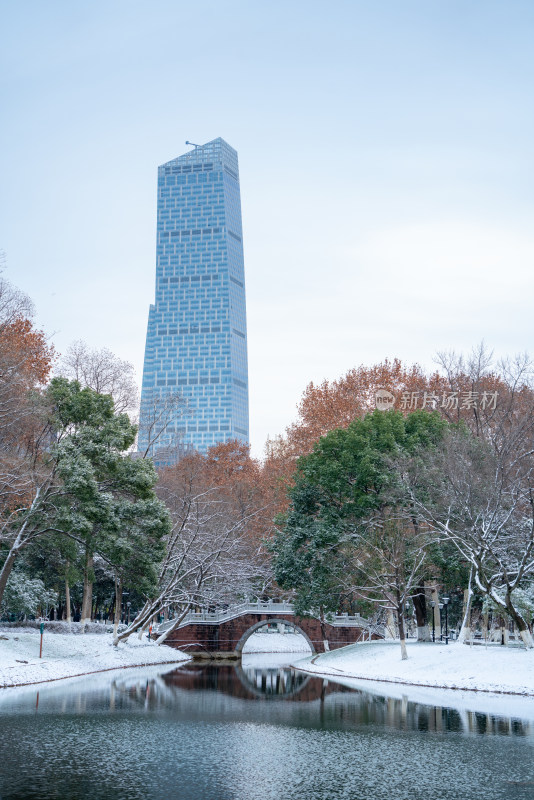 武汉冬天解放公园雪景