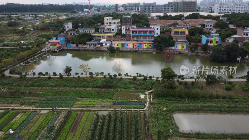 航拍广东省东莞市横沥镇城市风光