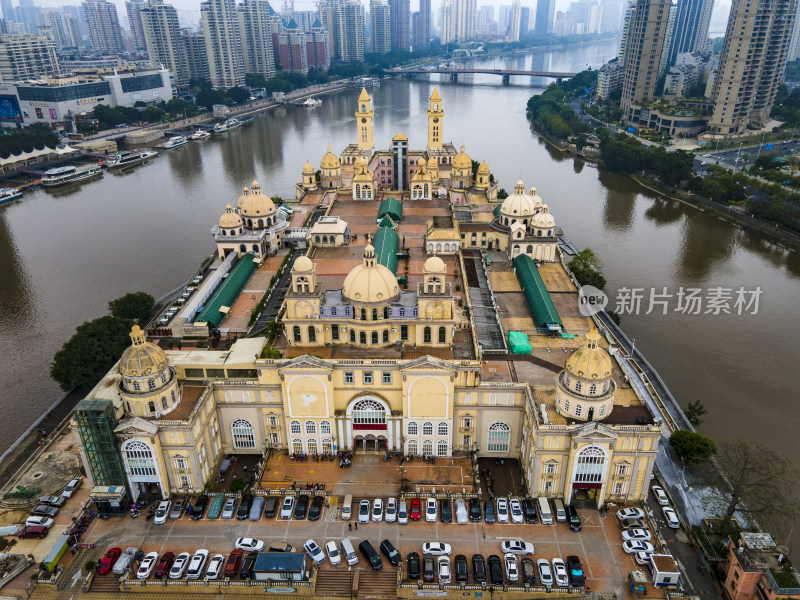 福建福州闽江中洲岛航拍