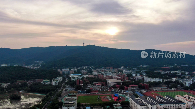 湖南长沙岳麓山全景日落晚霞