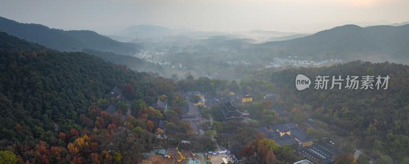 杭州西湖景区灵隐寺秋色航拍