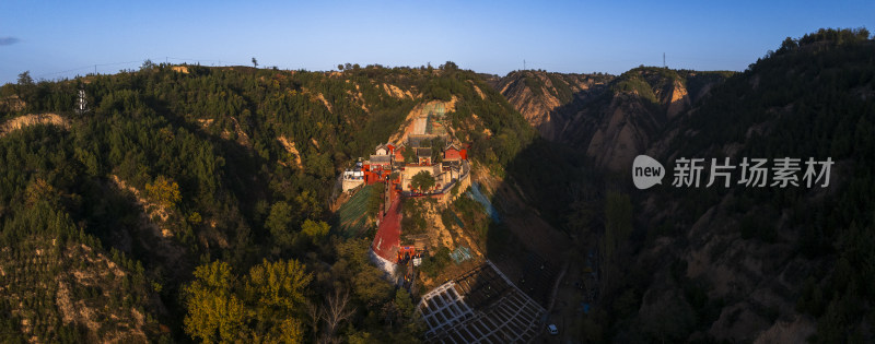 山西临汾隰县小西天千佛寺清晨航拍