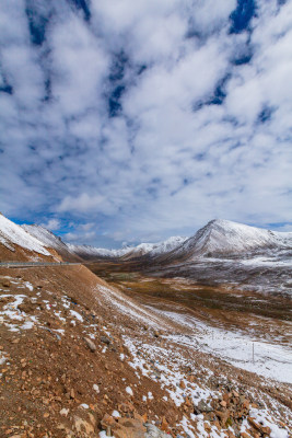 蓝天白云雪山风景