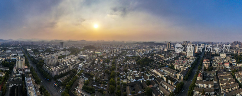 浙江绍兴城市全景图航拍