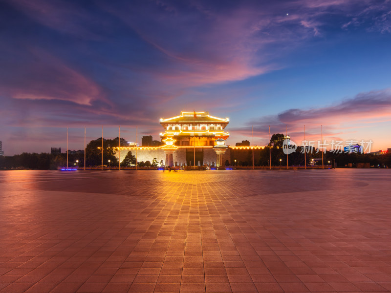 揭阳楼傍晚晚霞 揭阳夜景 揭阳市