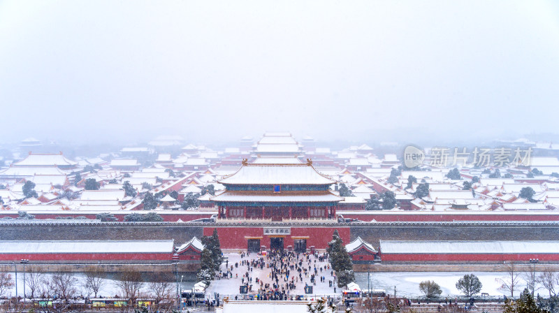 北京故宫博物院雪中古建筑风光