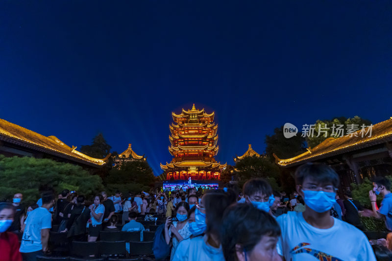 武汉武昌区黄鹤楼公园夜景