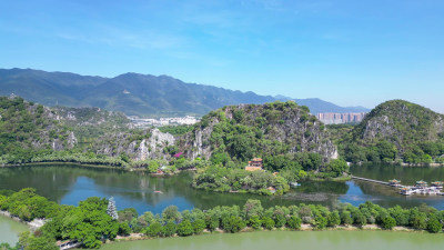 航拍广东肇庆七星岩景区