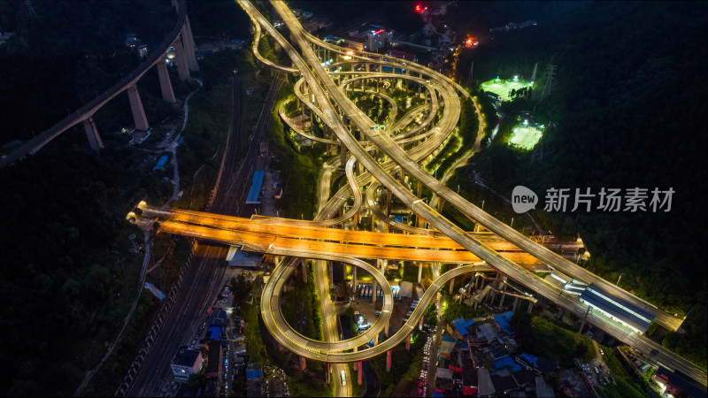 贵州贵阳交通夜景航拍