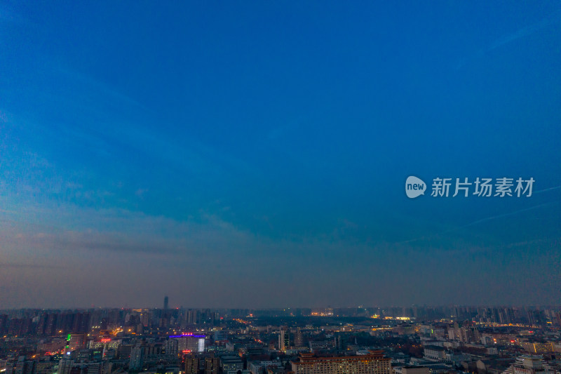 西安晚霞夜幕降临夜景灯光航拍摄影图