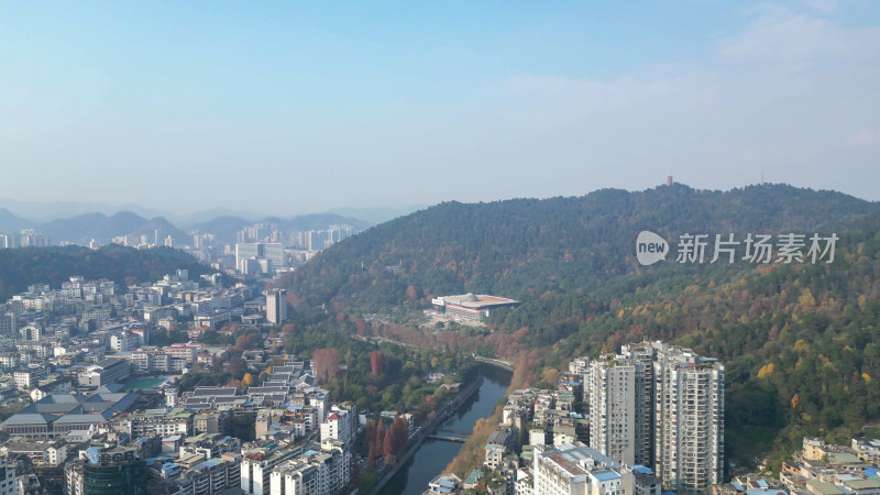 航拍贵州遵义城市建设