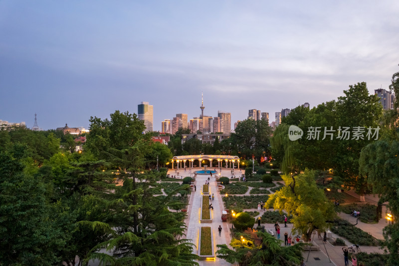 天津五大道文化旅游景区城市建筑日落风光