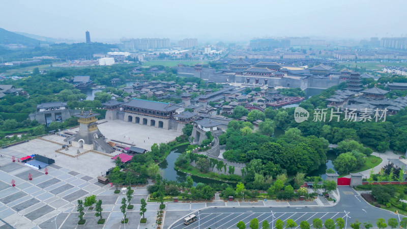 航拍湖北襄阳盛世唐城景区襄阳唐城影视基地