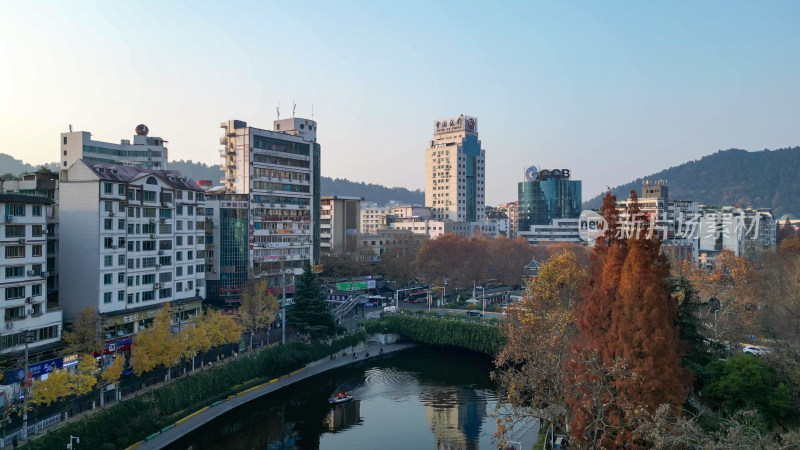 航拍遵义城市风光遵义湘江