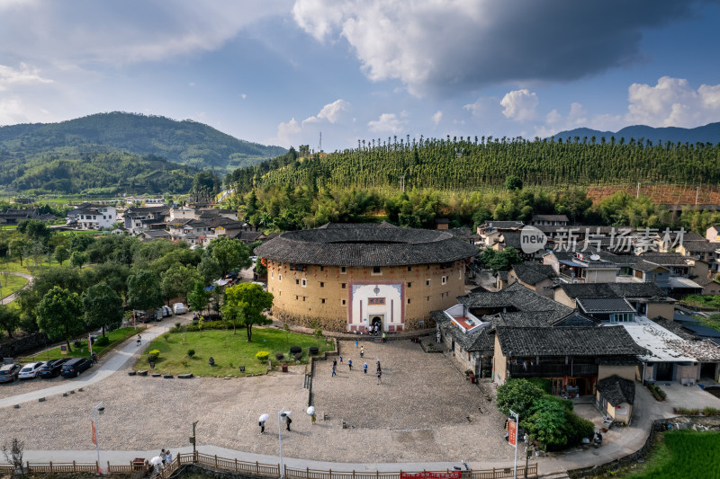 福建漳州南靖县云水谣土楼景区航拍