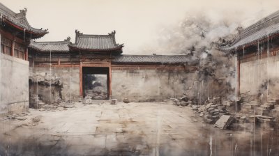 中国传统水墨画，北京紫禁城