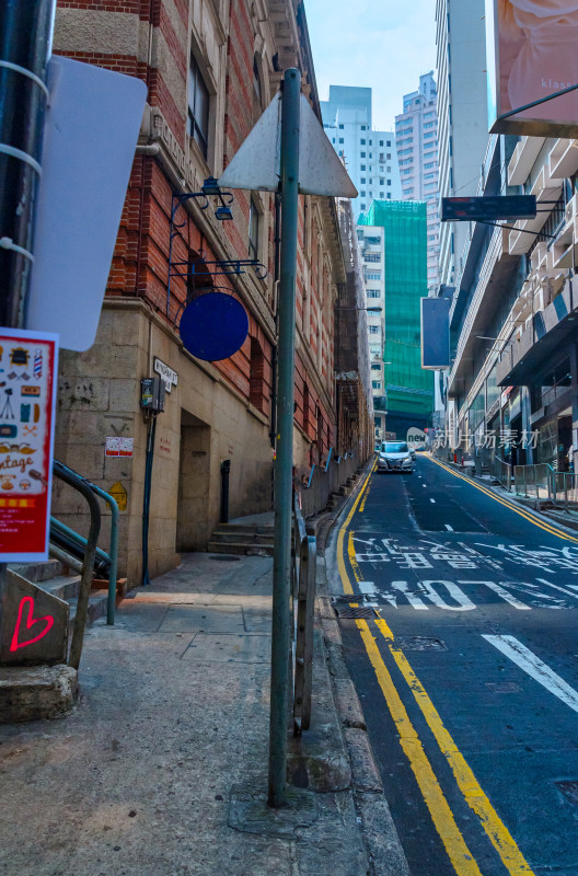 香港中环CBD城市高楼建筑与街道街区道路