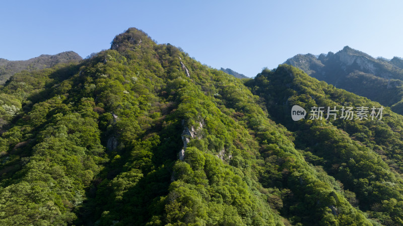 河南花果山春天自然中绿色的大山
