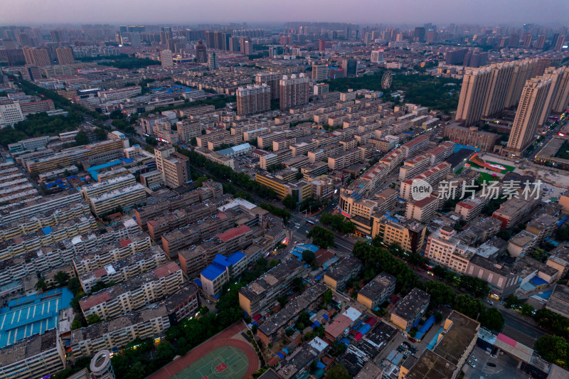 山东济南城市日落晚霞夕阳航拍摄影图