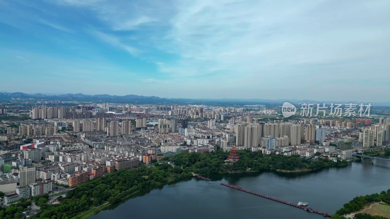 航拍鹰潭大景鹰潭城市天际线