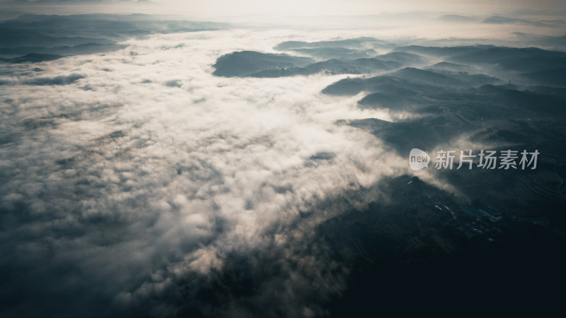 航拍山川清晨云海云雾风景