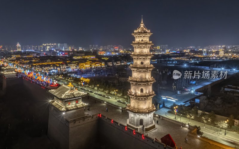 山西省大同市大同古城夜景航拍