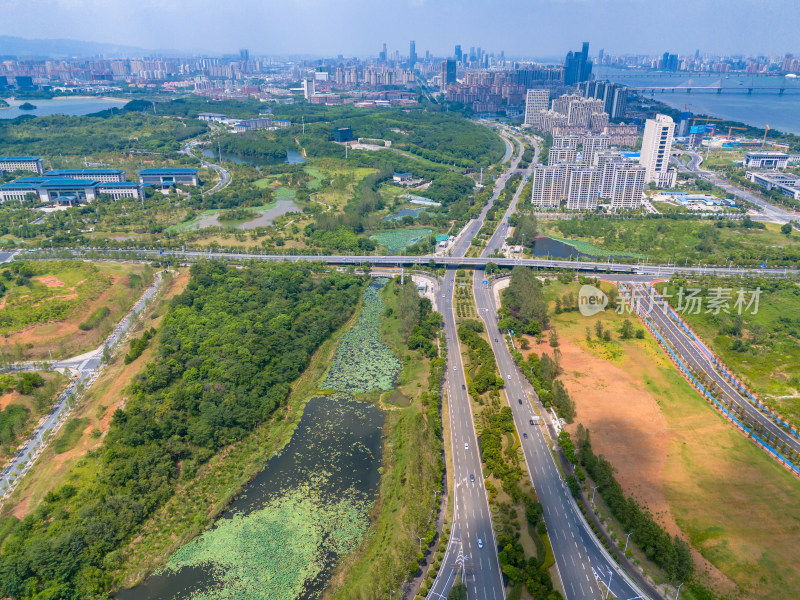 南昌城市建设交通航拍图