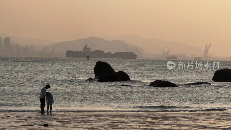 厦门厦大白城海边落日