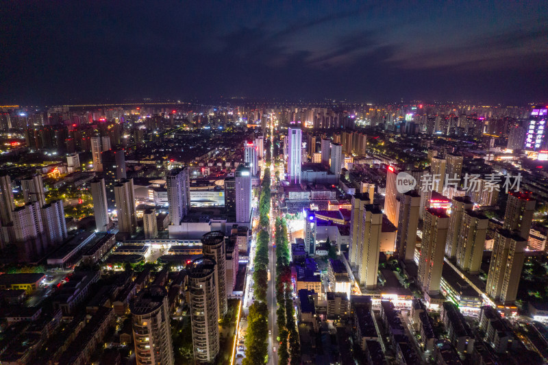 安徽宿州城市夜景交通城市大景航拍