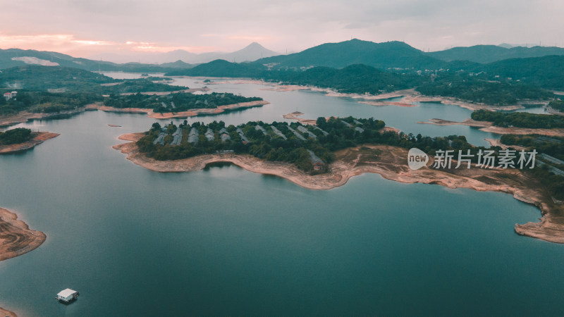 航拍泉州洛江区马甲镇水库自然风光