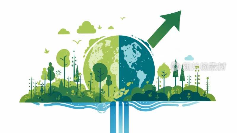 绿色生态环保地球插画