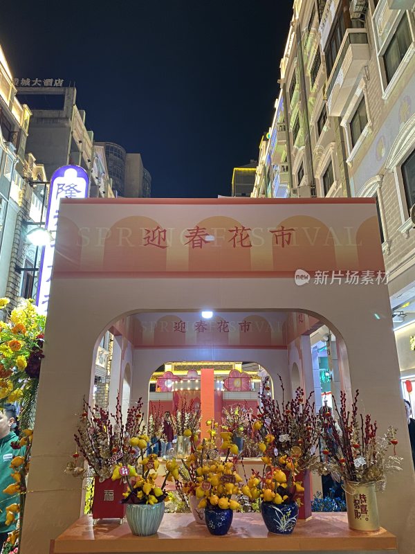 梧州街道夜景迎春花市繁花骑妙会