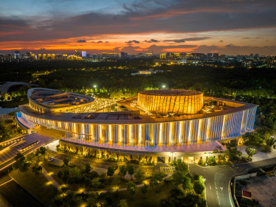 九棵树未来艺术中心上海奉贤新城夜景航拍