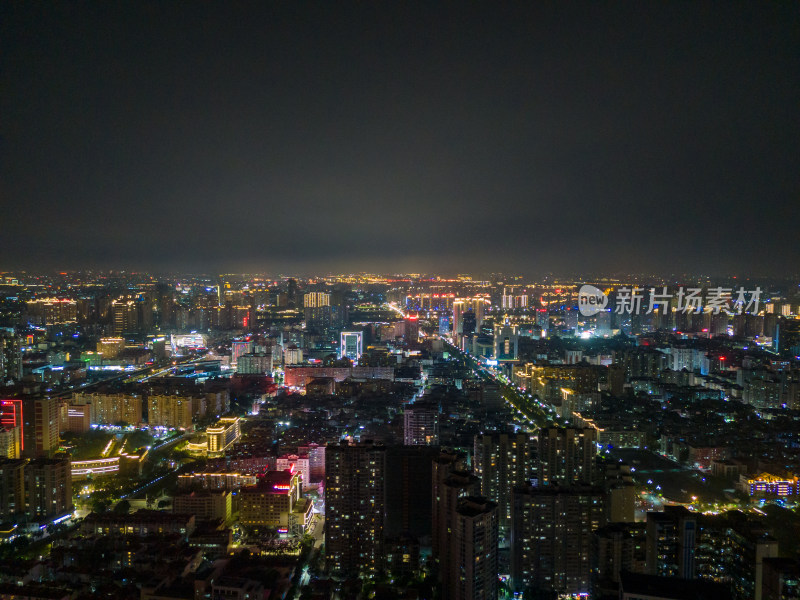 福建泉州城市大景夜景航拍图