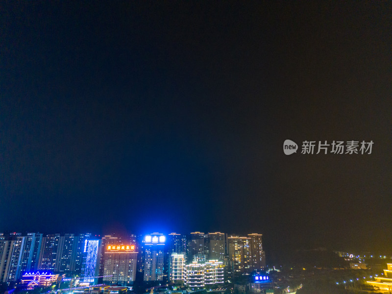 陕西宝鸡夜景交通航拍图