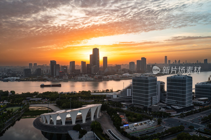 航拍上海滨江两岸城市CBD建筑群夜景