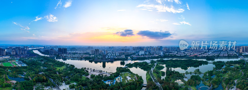 眉山城市晚霞航拍全景图