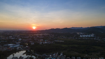 落日 夕阳 航拍 傍晚