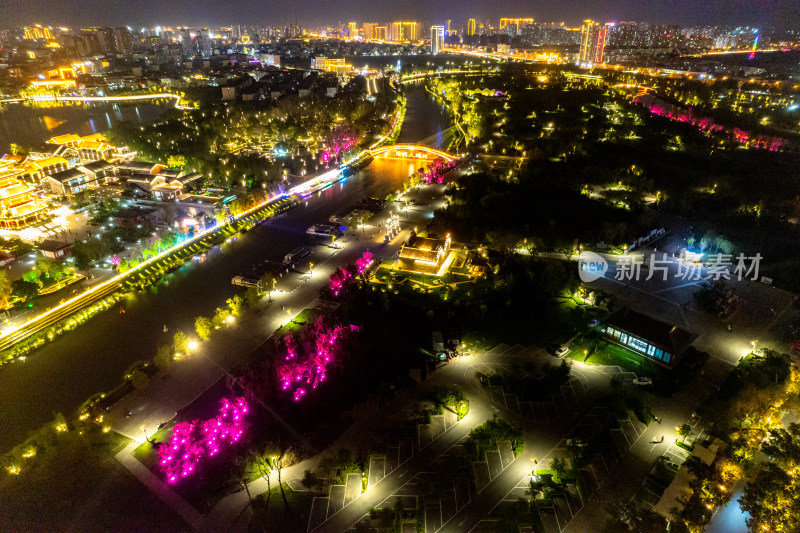 河北沧州南川楼夜景航拍