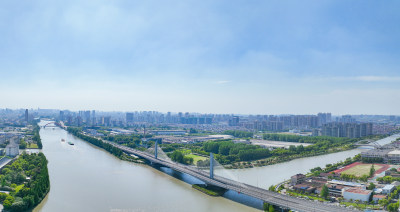 航拍昆山城市风光建筑大景