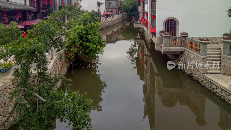 中式水乡河道与建筑景观