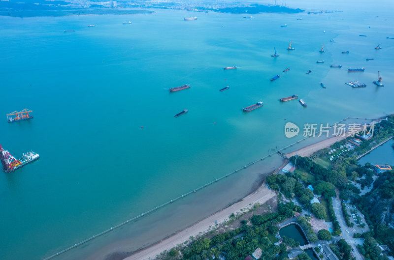 广州南沙海湾海景海港航拍全景风光