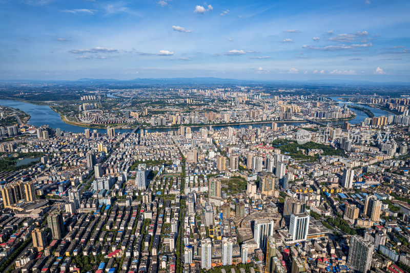 湖南衡阳城市夏天航拍风光