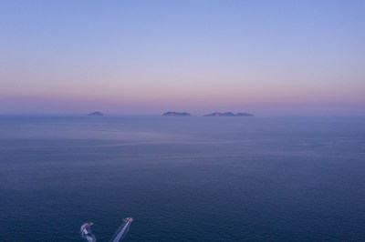 大连海岸线航拍日落晚霞