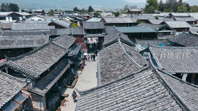 航拍云南白沙古镇
