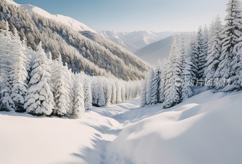 冬季森林白雪覆盖风景