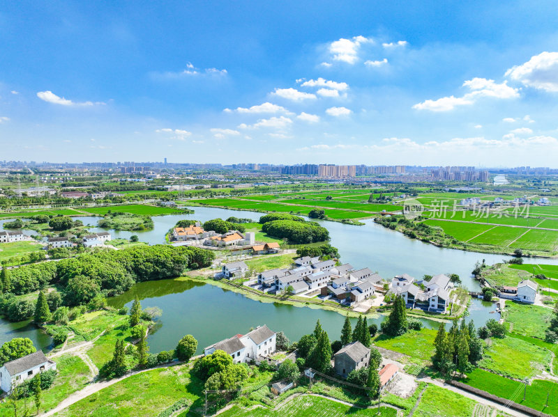 航拍江苏省苏州市田园乡村风光大景