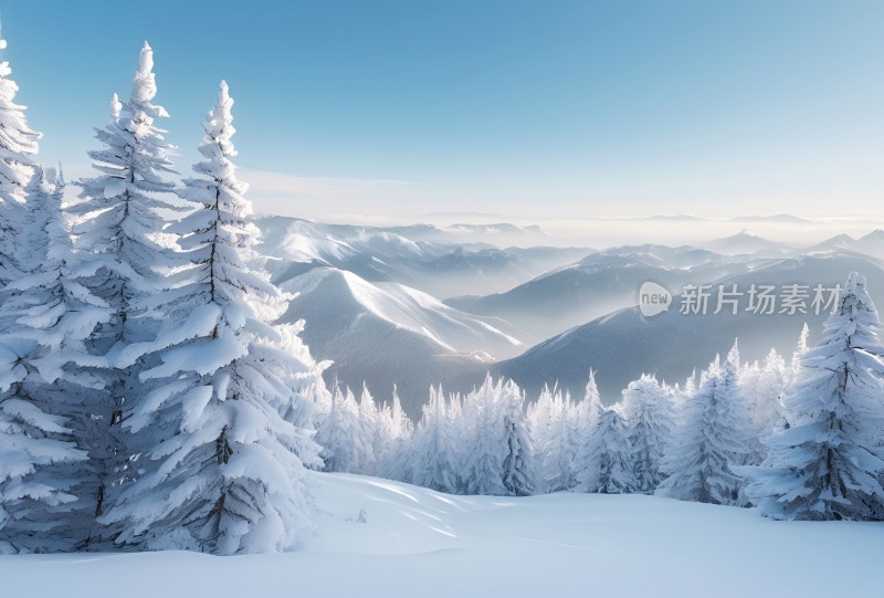 冬季森林白雪覆盖风景