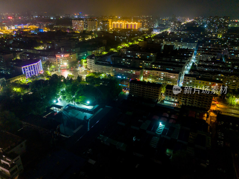 甘肃张掖夜景灯光航拍图