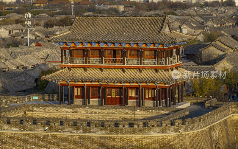 山东省聊城市东昌府区聊城古城航拍